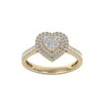 Load image into Gallery viewer, Heart cluster diamond ring in yellow gold with white diamonds of 0.50 ct in weight
