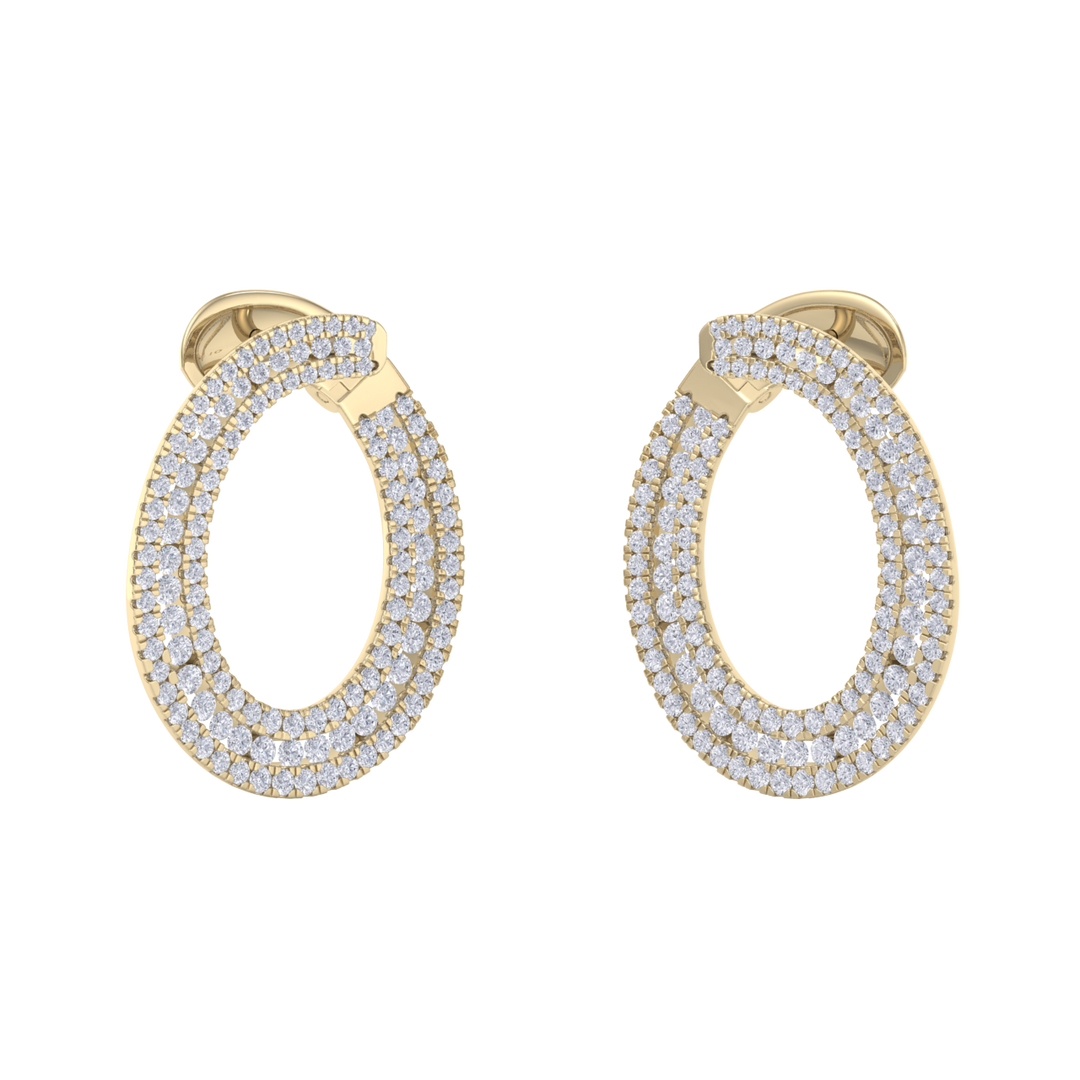 Hoop earrings in rose gold with white diamonds of 2.78 ct in weight