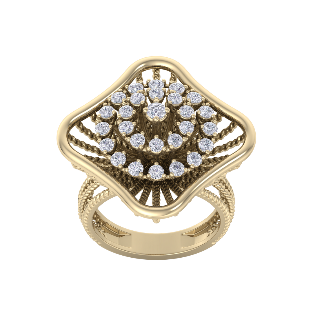Statement ring in rose gold with white diamonds of 0.98 ct in weight