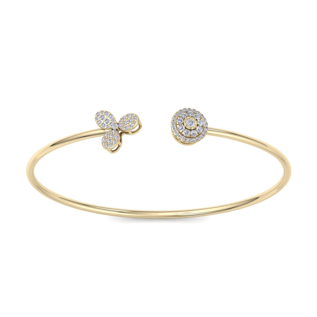 Cuff bracelet in yellow gold with white diamonds of 0.47 ct in weight