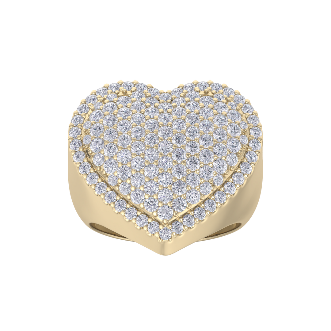 Heart diamond ring in yellow gold with white diamonds of 1.50 ct in weight