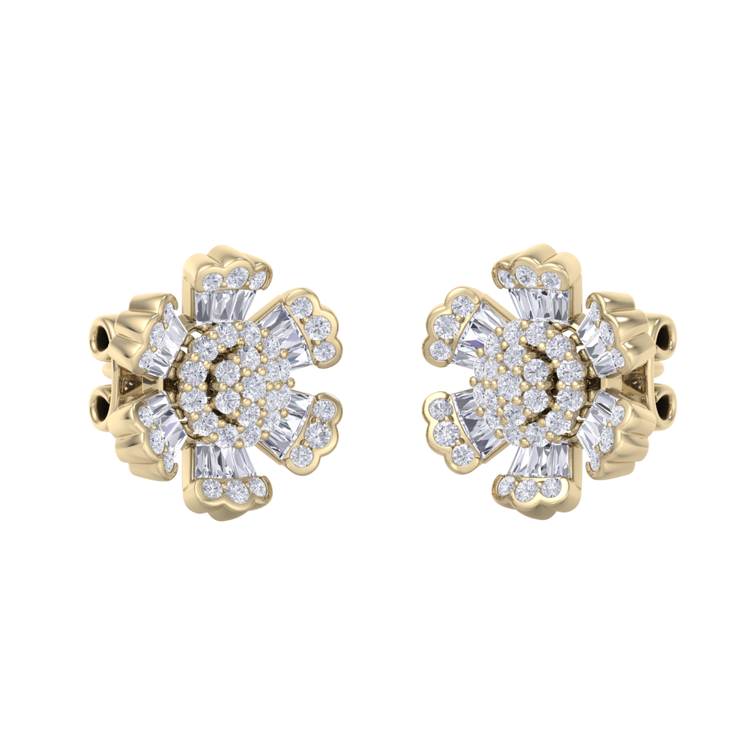 Flower stud earrings in rose gold with white diamonds of 0.78 ct in weight