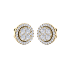 Load image into Gallery viewer, Round cluster stud earrings in rose gold with white diamonds of 0.98 ct in weight
