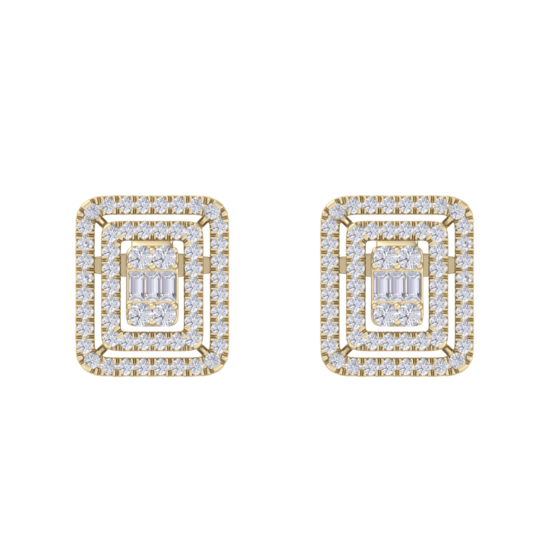 Square stud earrings in white gold with white diamonds of 1.83 ct in weight