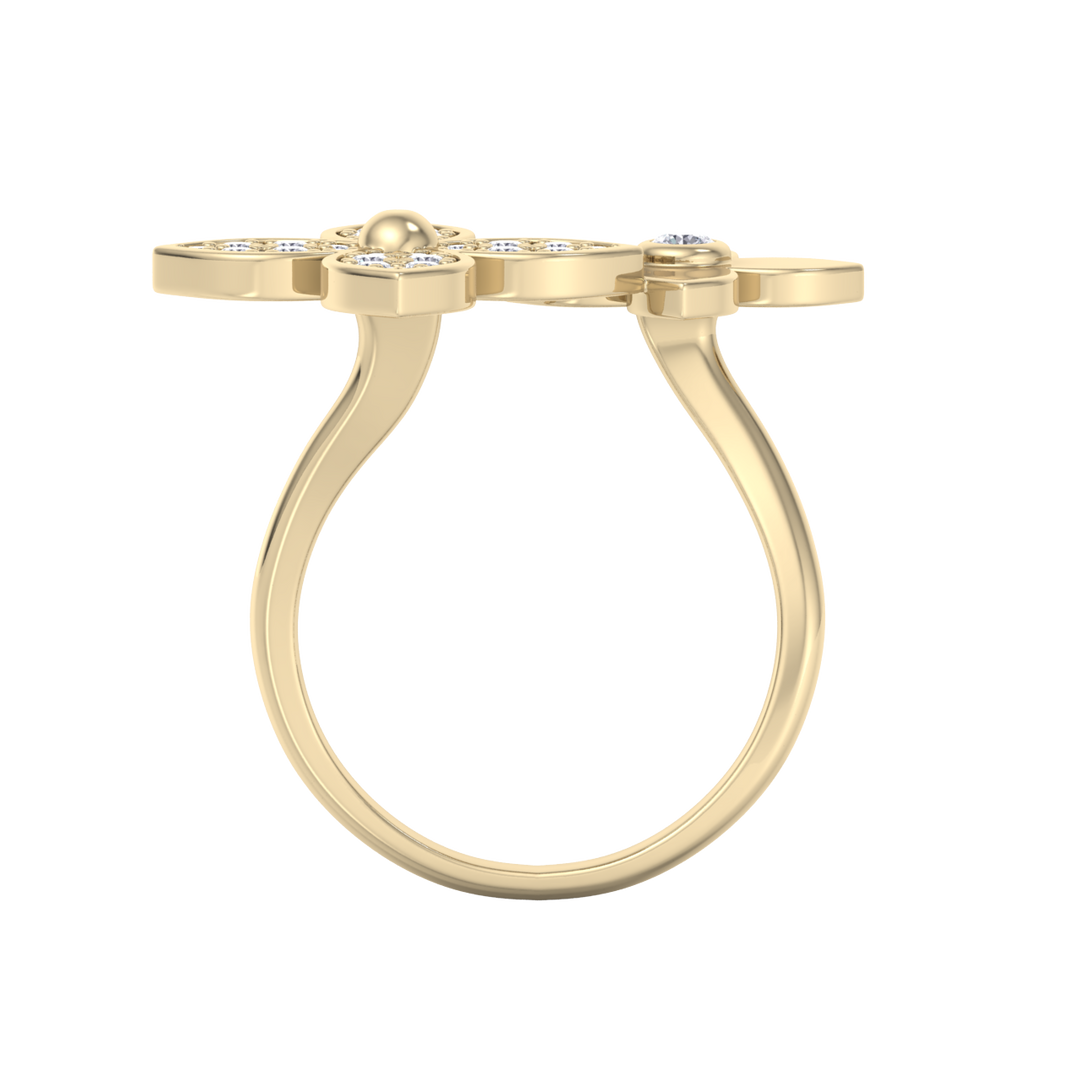 Ring with flowers in white gold with white diamonds of 0.56 ct in weight
