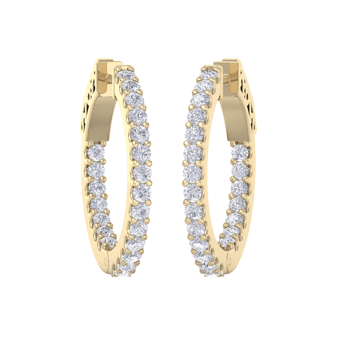 Diamond eternity hoop earrings in rose gold with white diamonds of 1.50 ct in weight