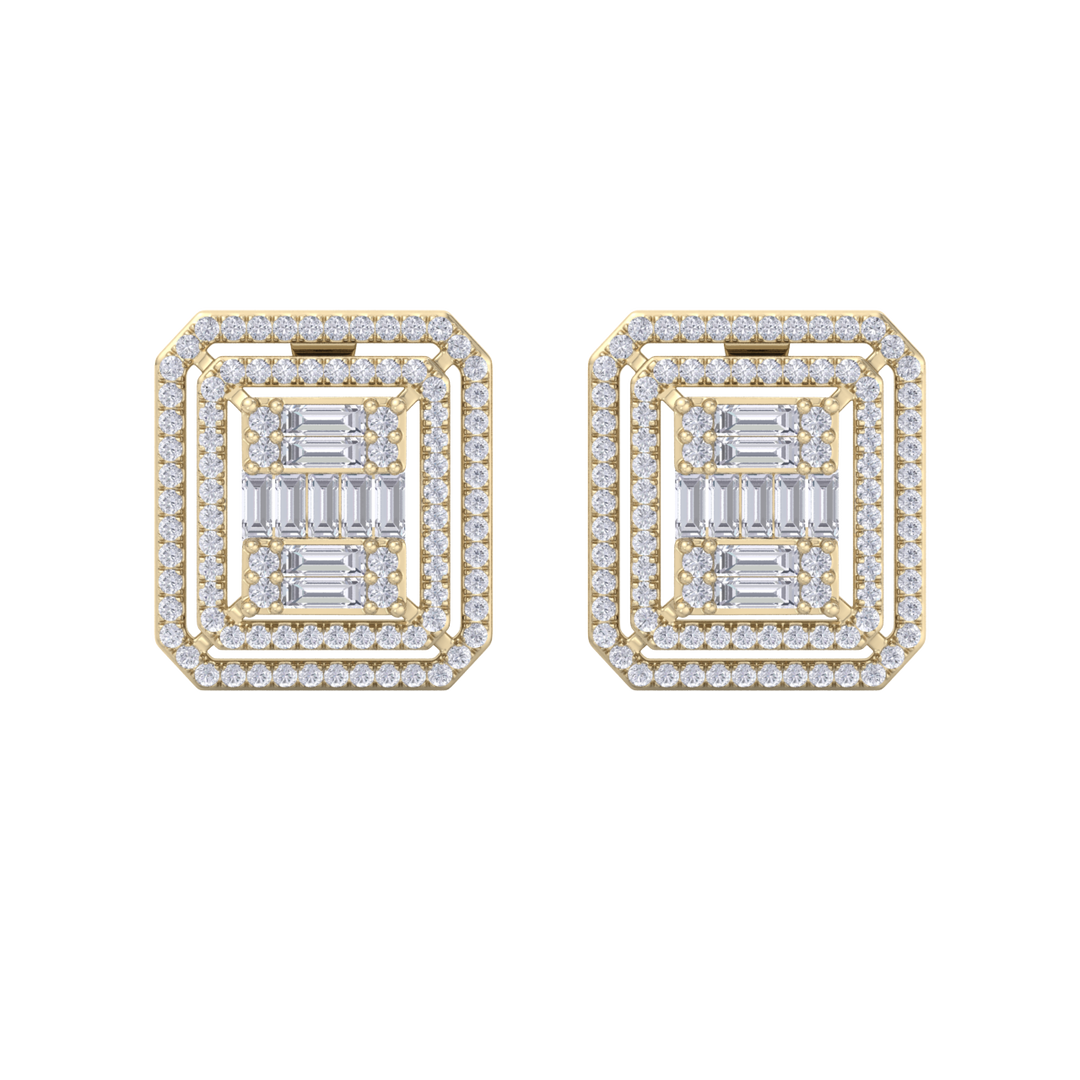 Beautiful Stud Earrings in white gold with white diamonds of 1.88 in weight