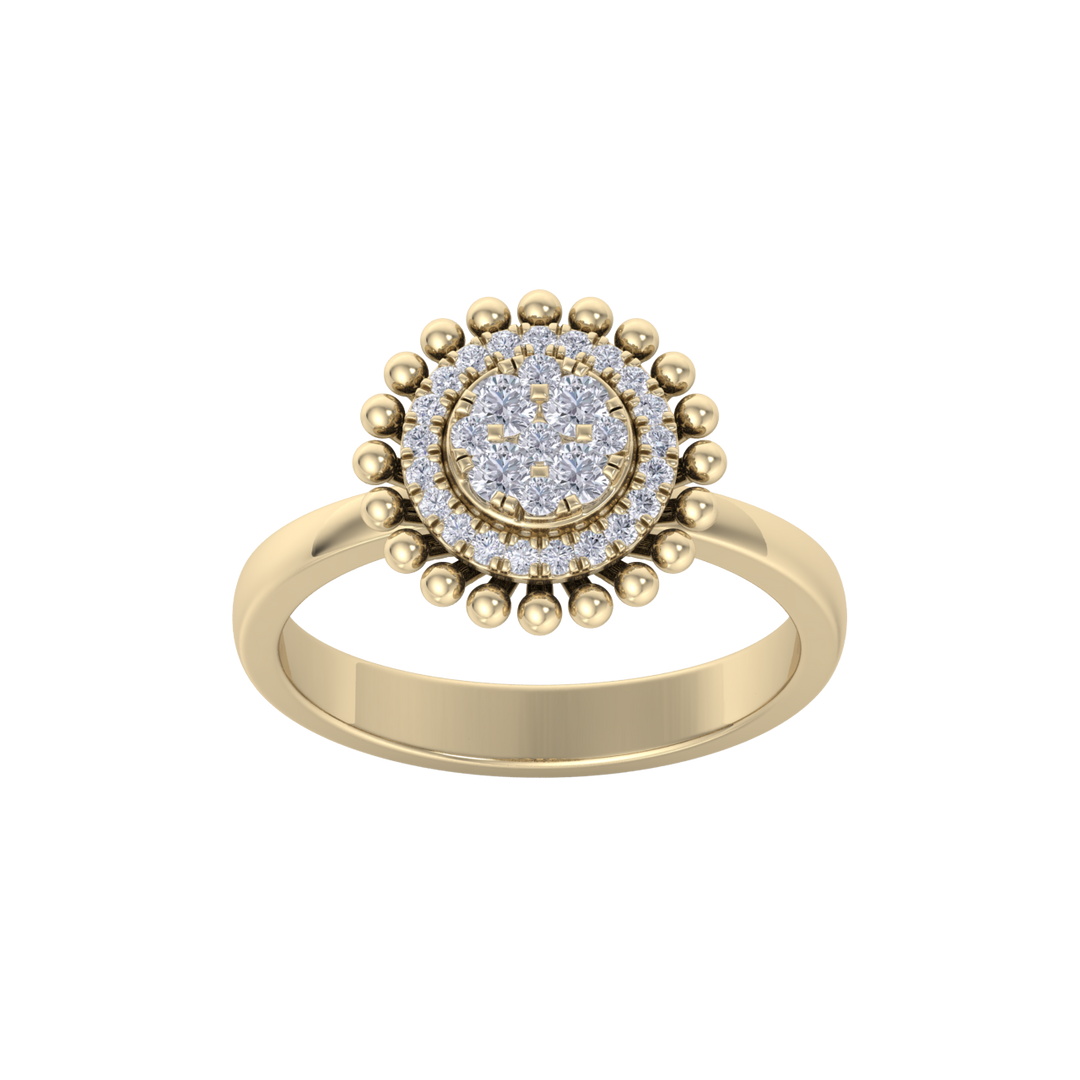 Halo Diamond ring in yellow gold with white diamonds of 0.34 ct in weight