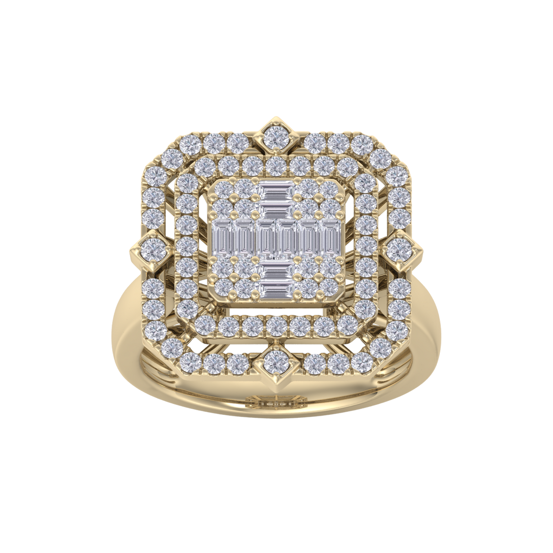 Grande square diamond ring in white gold with white diamonds of 1.36 ct in weight