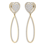 Load image into Gallery viewer, Dangle hoop earrings with hearts in white gold with white diamonds of 1.42 ct in weight
