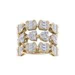 Load image into Gallery viewer, Triple band hearts ring in yellow gold with white diamonds of 3.24 ct in weight
