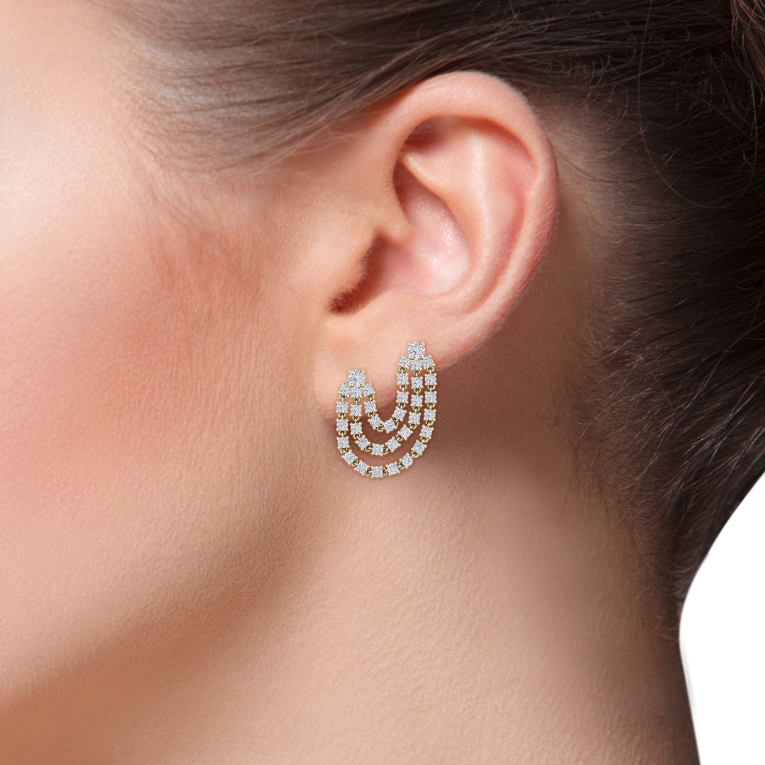Duo diamond earrings in white gold with white diamonds of 2.44 ct in weight