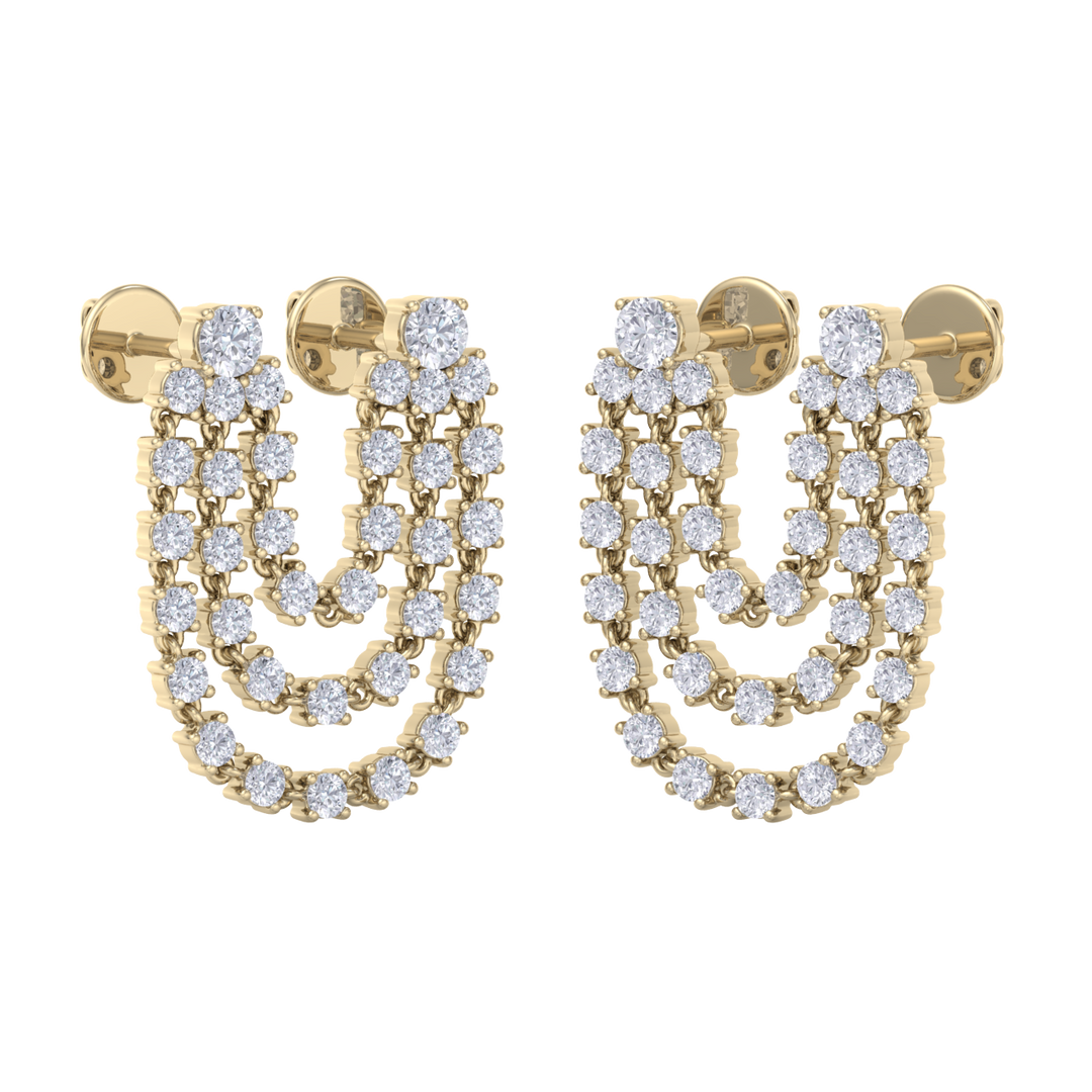 Duo diamond earrings in white gold with white diamonds of 2.44 ct in weight
