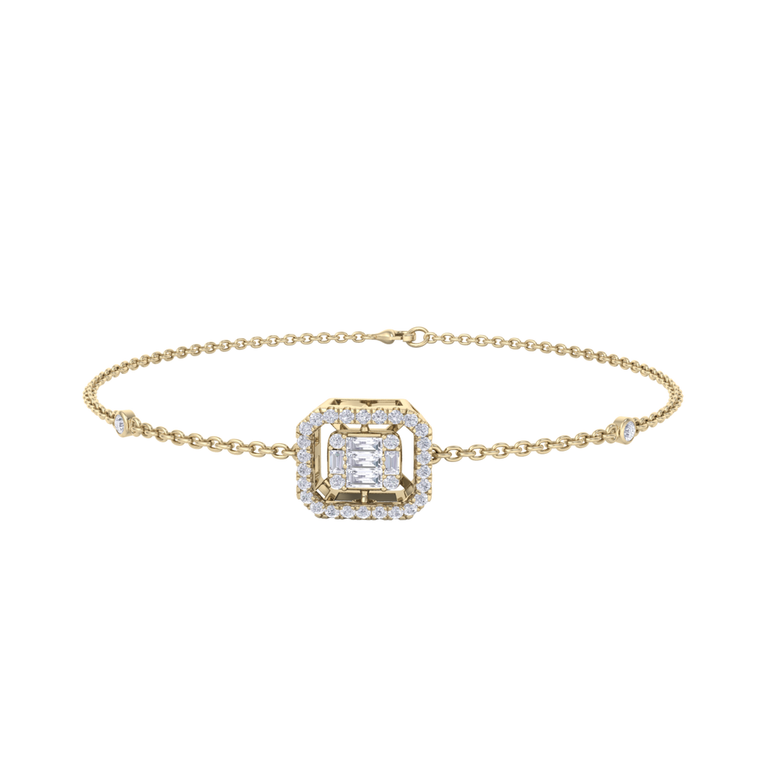 Square bracelet in yellow gold with white diamonds of 0.34 ct in weight