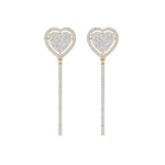 Load image into Gallery viewer, Dangle hoop earrings with hearts in white gold with white diamonds of 1.42 ct in weight
