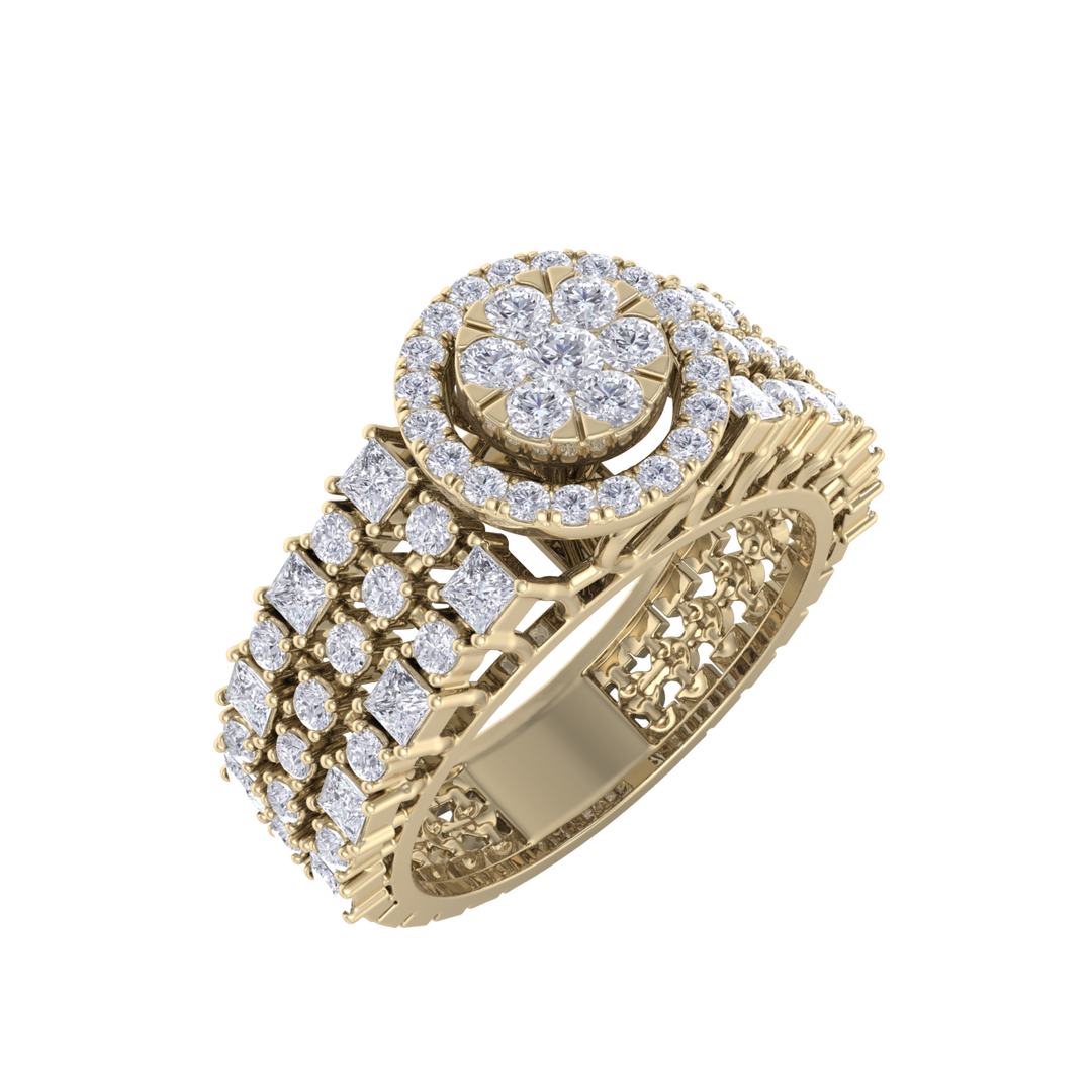 Halo Engagement ring in rose gold with white diamonds of 1.19 ct in weight