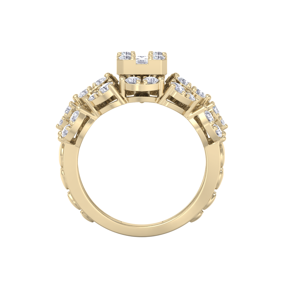 Diamond ring in yellow gold with white diamonds of 1.25 ct in weight
