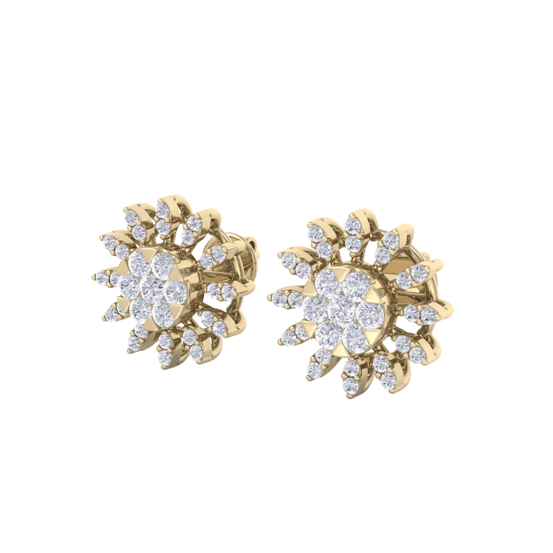 Stud earrings in rose gold with white diamonds of 0.89 ct in weight