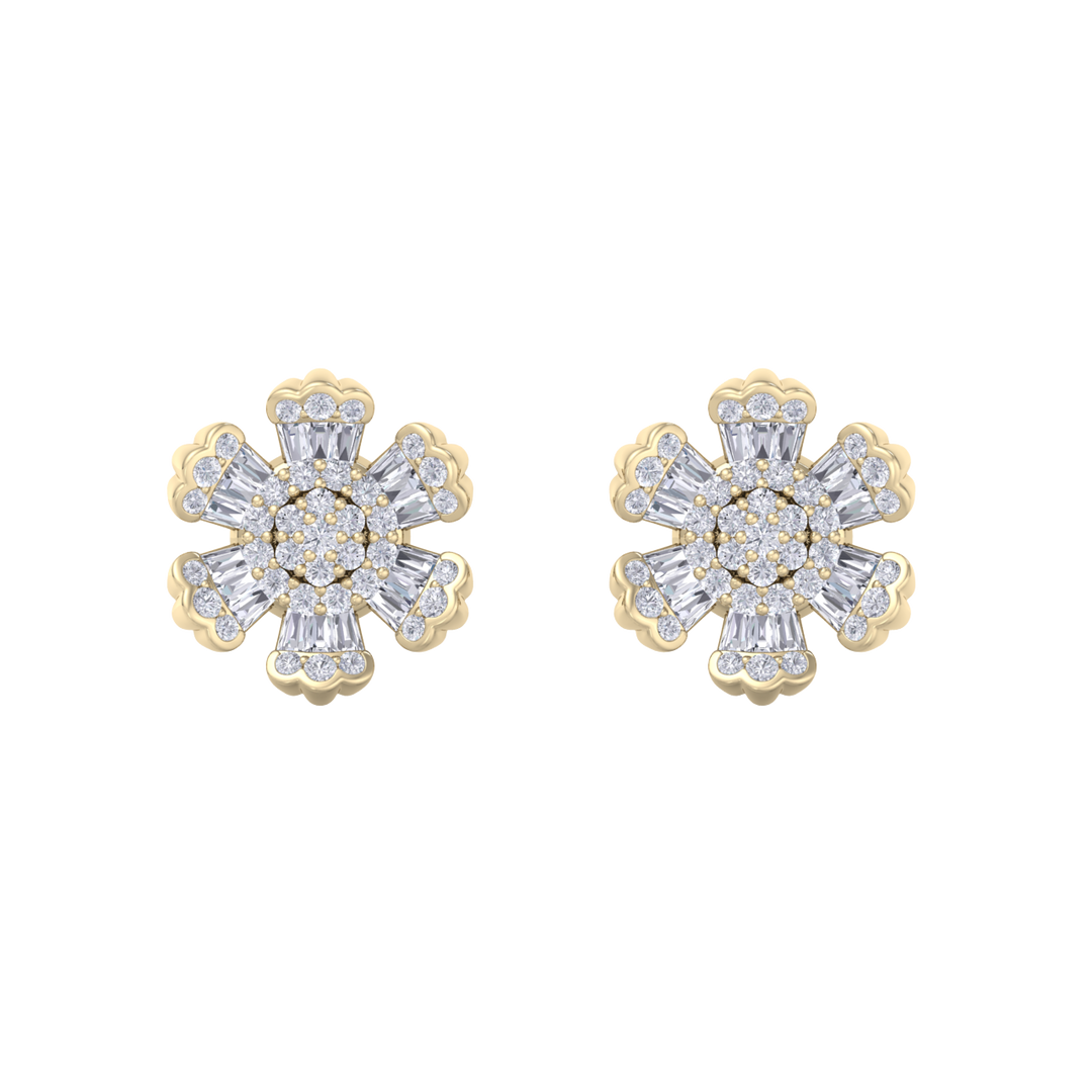 Flower stud earrings in rose gold with white diamonds of 0.78 ct in weight