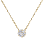 Load image into Gallery viewer, Flower shaped necklace in yellow gold with white diamonds of 0.39 ct in weight
