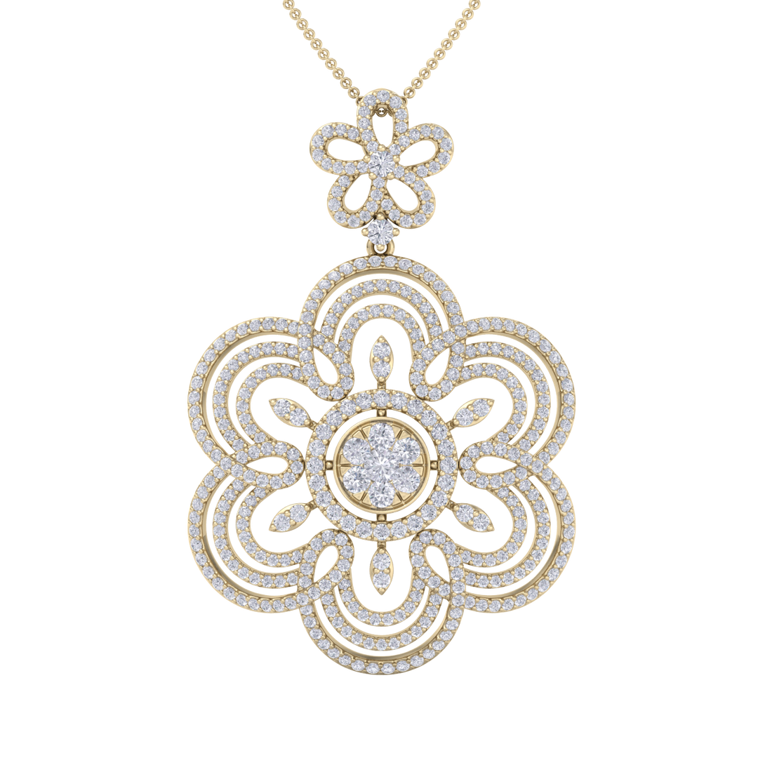 Flower Pendant in rose gold with white diamonds of 2.43 ct in weight