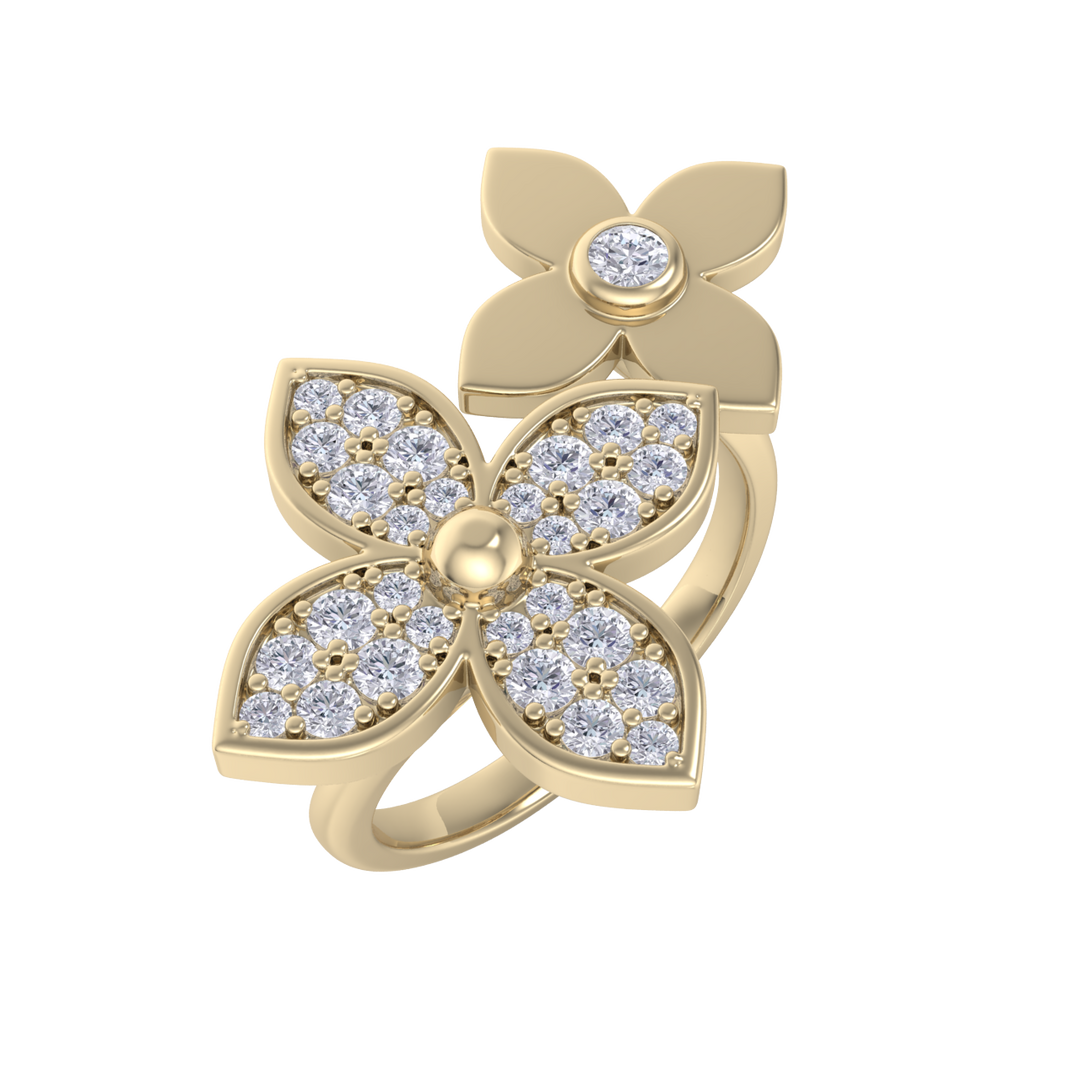 Ring with flowers in rose gold with white diamonds of 0.56 ct in weight