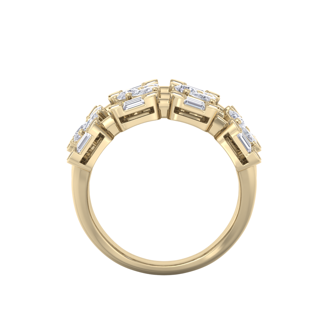 Triple band hearts ring in rose gold with white diamonds of 3.24 ct in weight