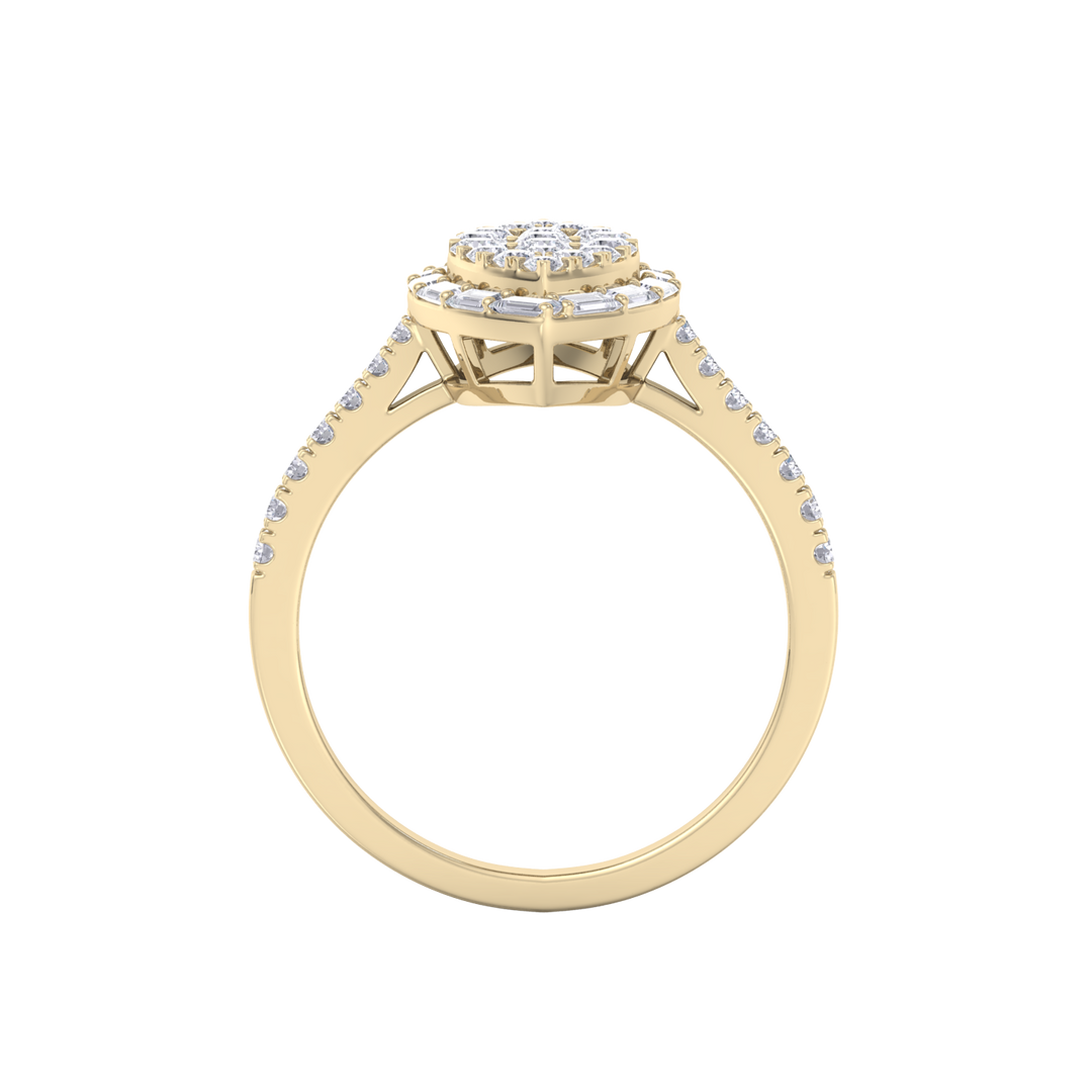 Marquise cluster ring in rose gold with white diamonds of 1.03 ct in weight