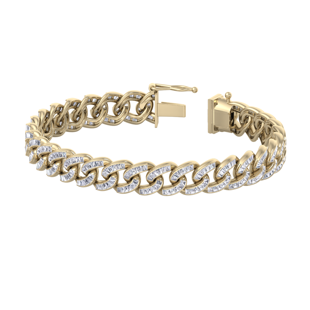 Tapper diamond curb chain link bracelet in white gold with white diamonds of 6.30 ct in weight