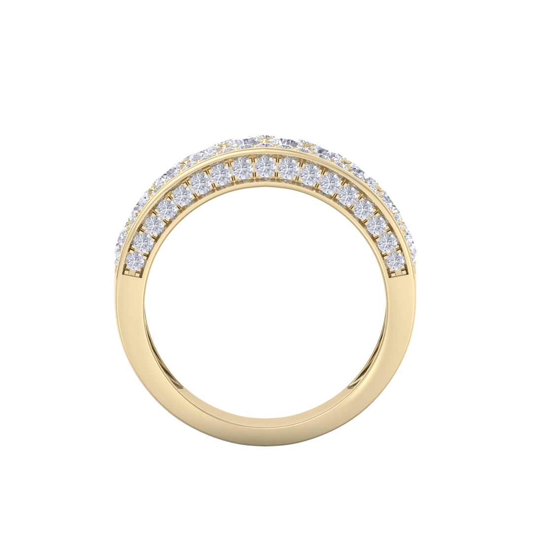 Five row diamond ring in white gold with white diamonds of 1.39 ct in weight