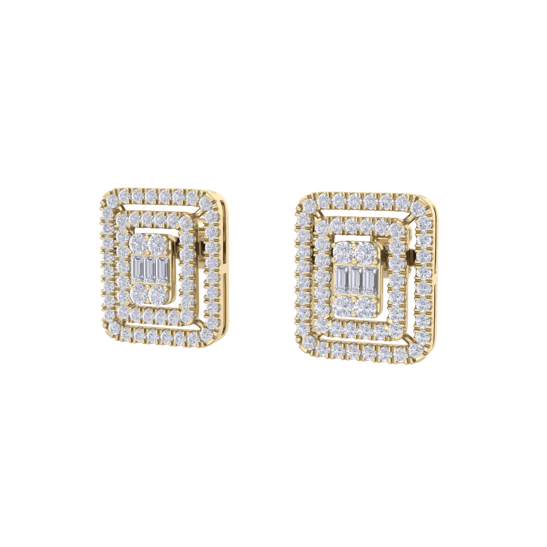Square stud earrings in white gold with white diamonds of 1.83 ct in weight
