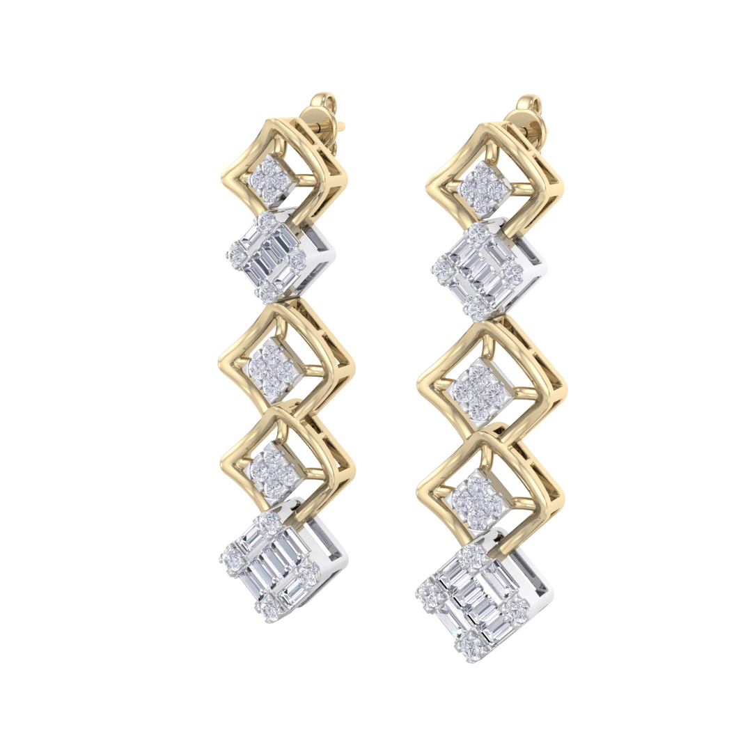 Drop earrings in rose gold with white diamonds of 1.10 ct in weight