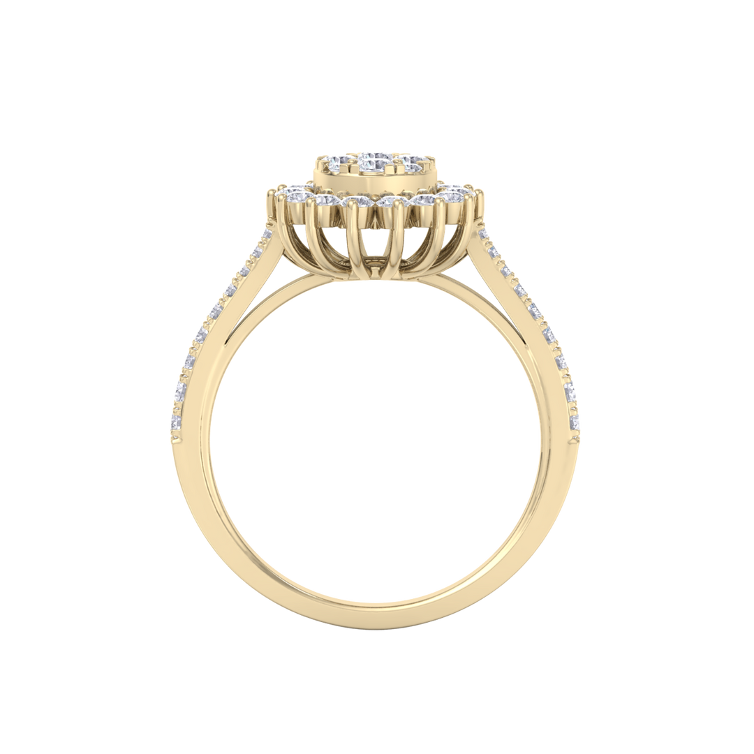 Beautiful ring in rose gold with white diamonds of 0.74 ct in weight