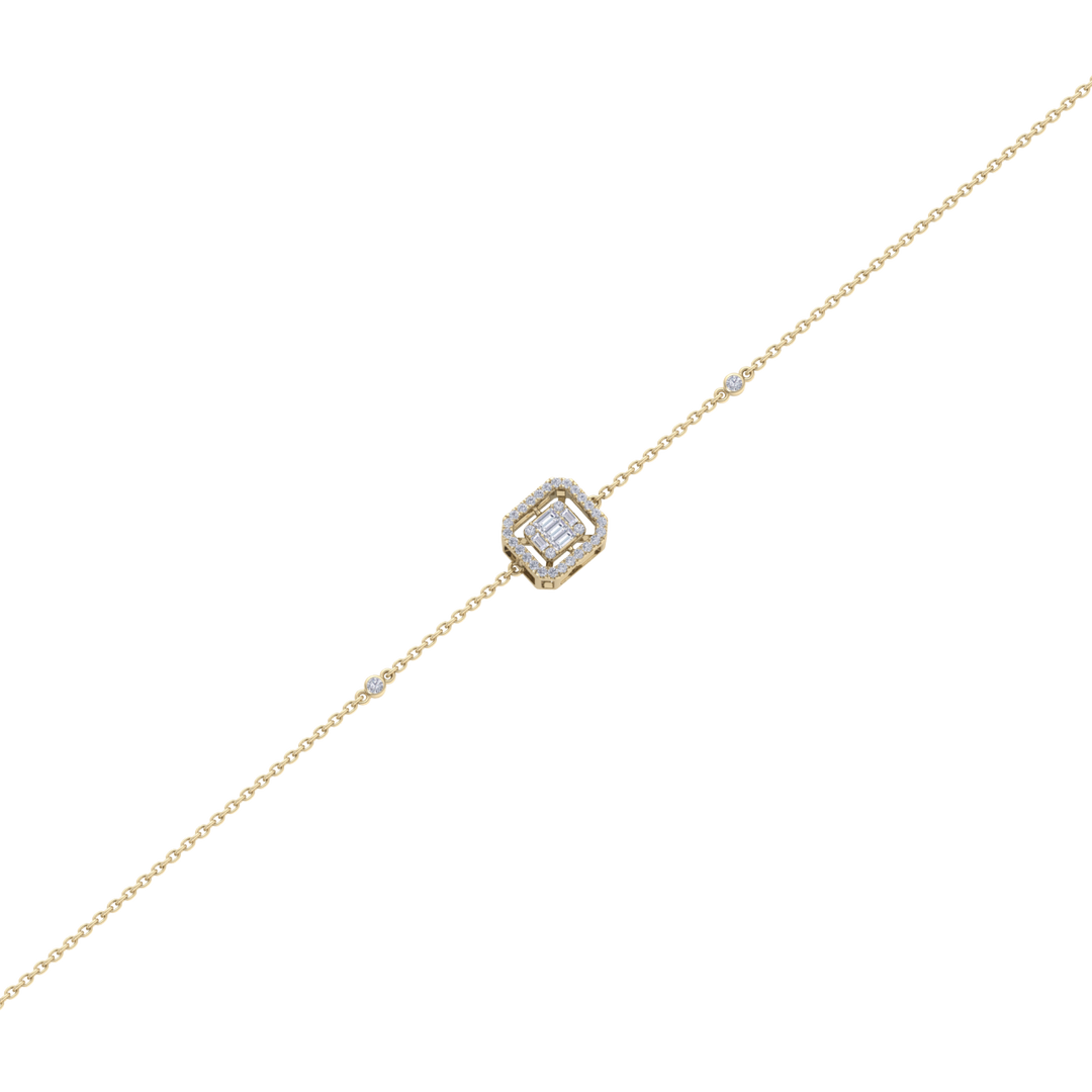 Square bracelet in yellow gold with white diamonds of 0.34 ct in weight