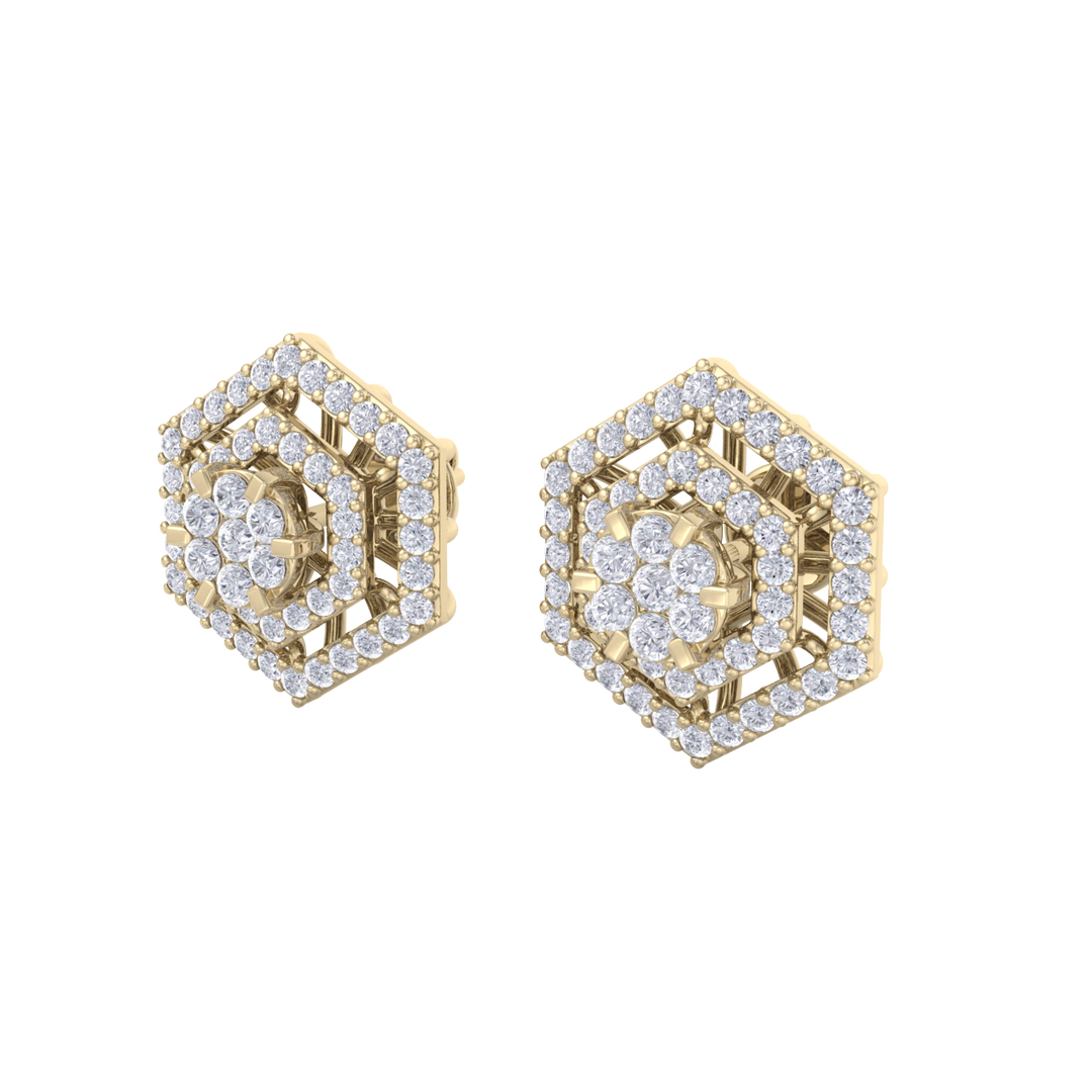 Stud earrings in white gold with white diamonds of 1.45 ct in weight