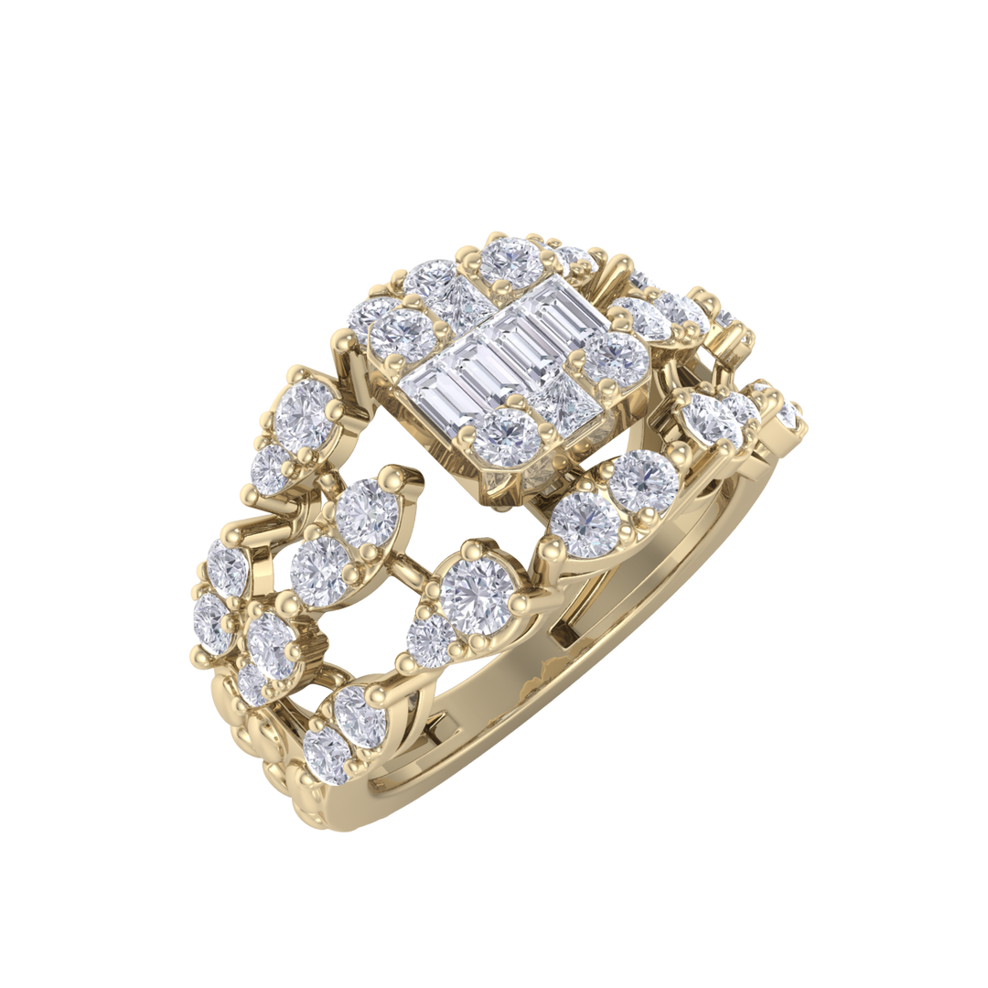 Diamond ring in yellow gold with white diamonds of 1.25 ct in weight