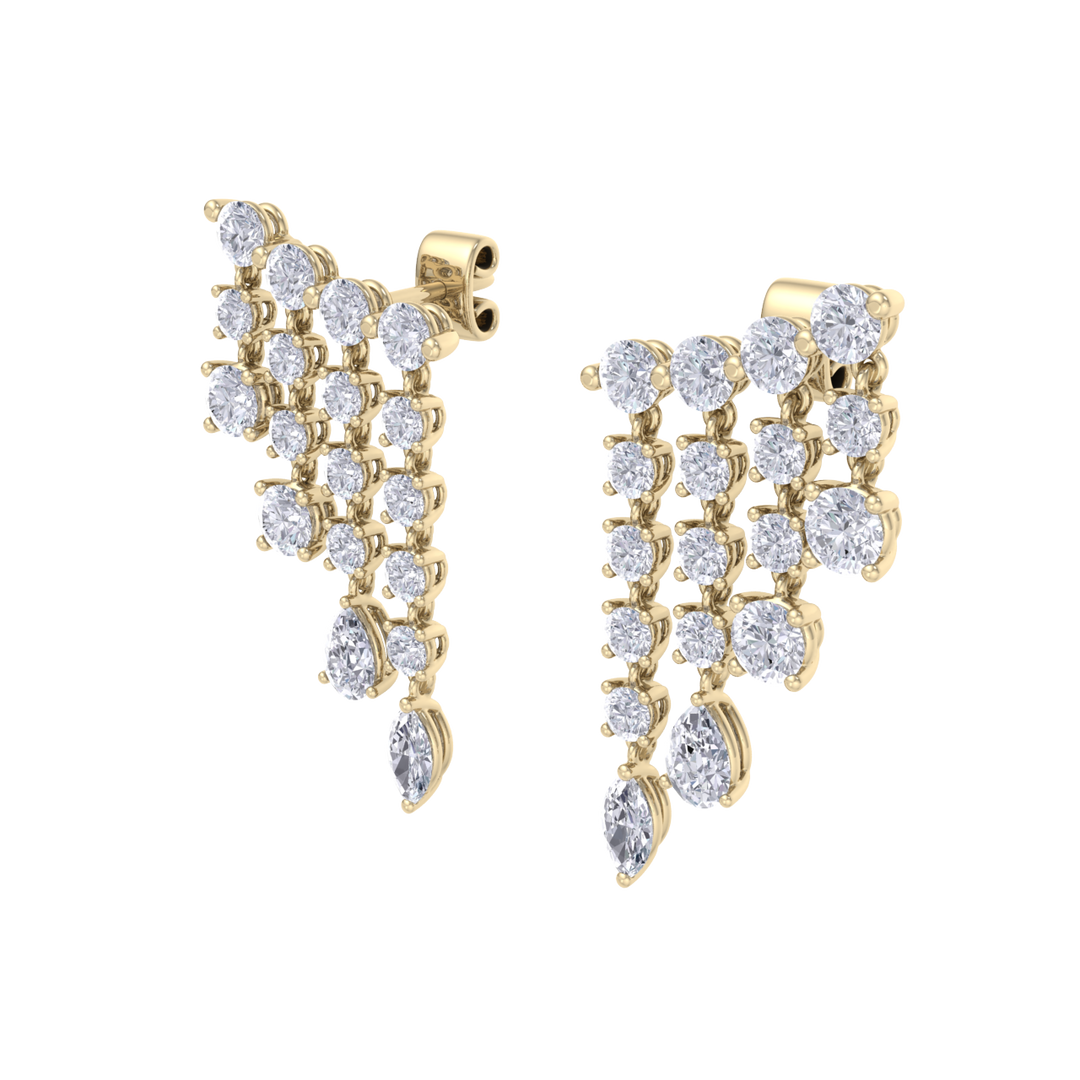 Climber dangle earrings in rose gold with white diamonds of 3.01 ct in weight