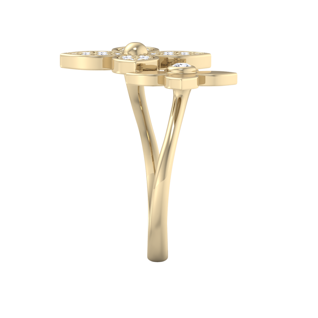Ring with flowers in white gold with white diamonds of 0.56 ct in weight