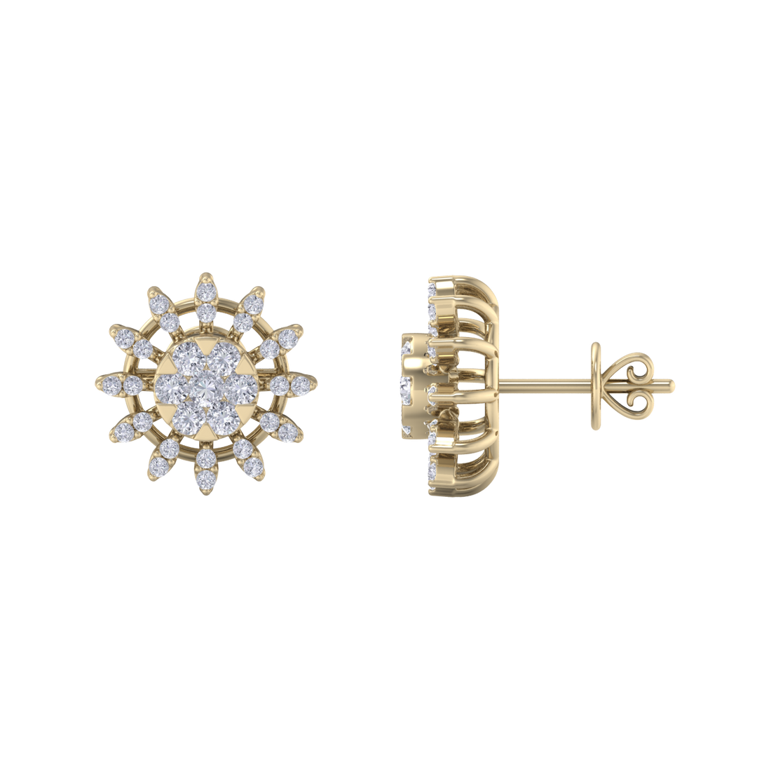 Stud earrings in rose gold with white diamonds of 0.89 ct in weight