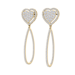 Load image into Gallery viewer, Dangle hoop earrings with hearts in white gold with white diamonds of 1.42 ct in weight
