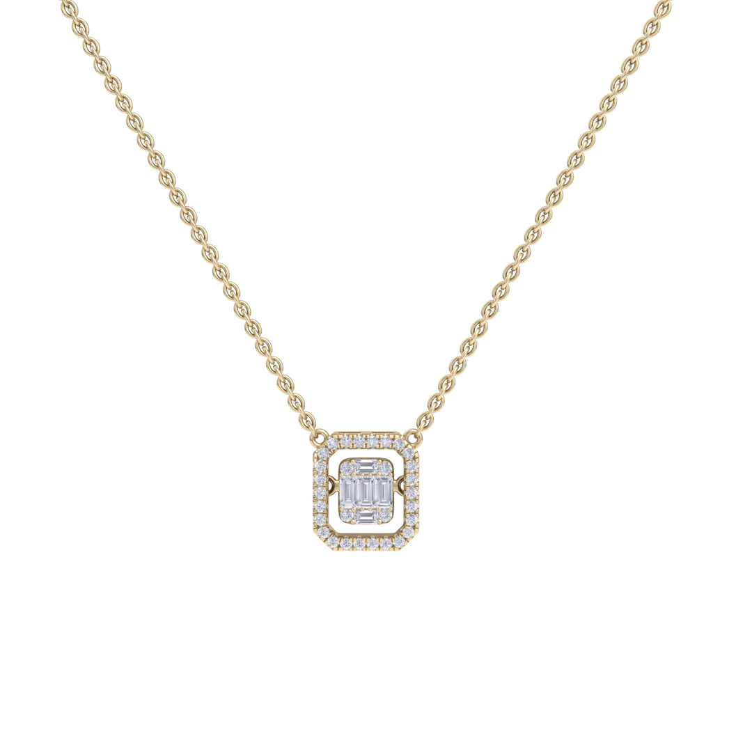 Square necklace in yellow gold with white diamonds of 0.59 ct in weight