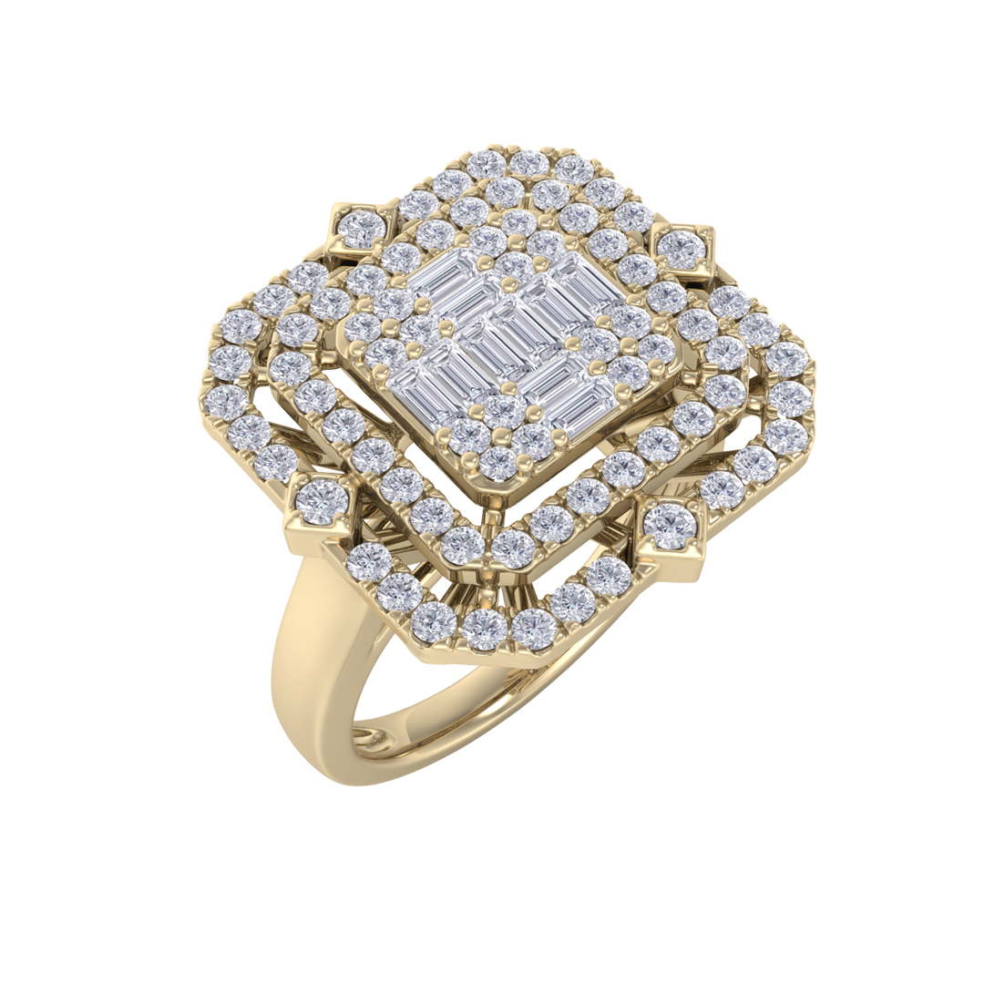 Grande square diamond ring in white gold with white diamonds of 1.36 ct in weight