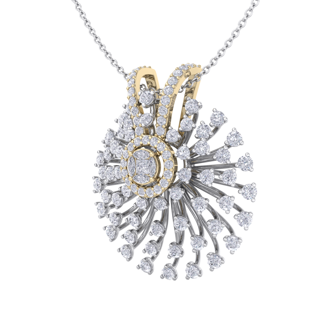 Flower Pendant in rose gold with white diamonds of 2.08 ct in weight