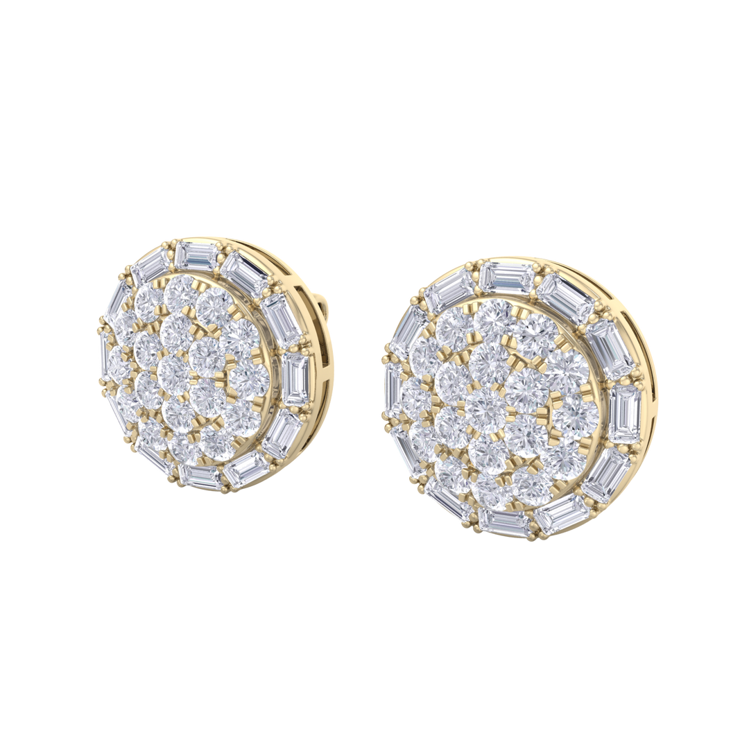 Round stud earrings in rose gold with white diamonds of 1.38 ct in weight