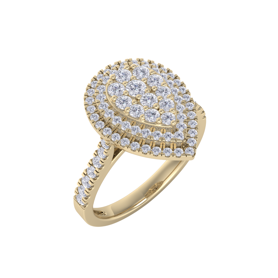 Pear cluster engagement ring in white gold with white diamonds of 0.63 ct in weight