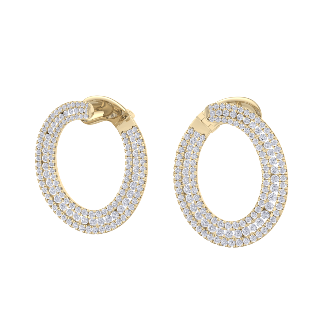 Hoop earrings in rose gold with white diamonds of 2.78 ct in weight