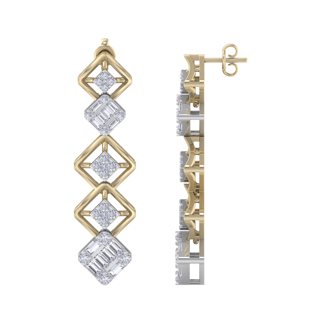Drop earrings in rose gold with white diamonds of 1.10 ct in weight
