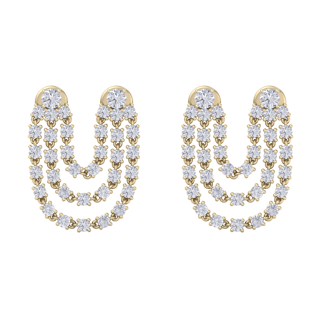 Duo diamond earrings in white gold with white diamonds of 2.44 ct in weight