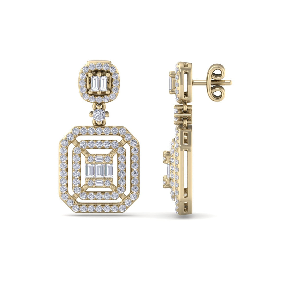 Beautiful Earrings in rose gold with white diamonds of 0.83 in weight