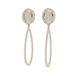 Load image into Gallery viewer, Dangle hoop earrings in rose gold with white diamonds of 1.75 ct in weight
